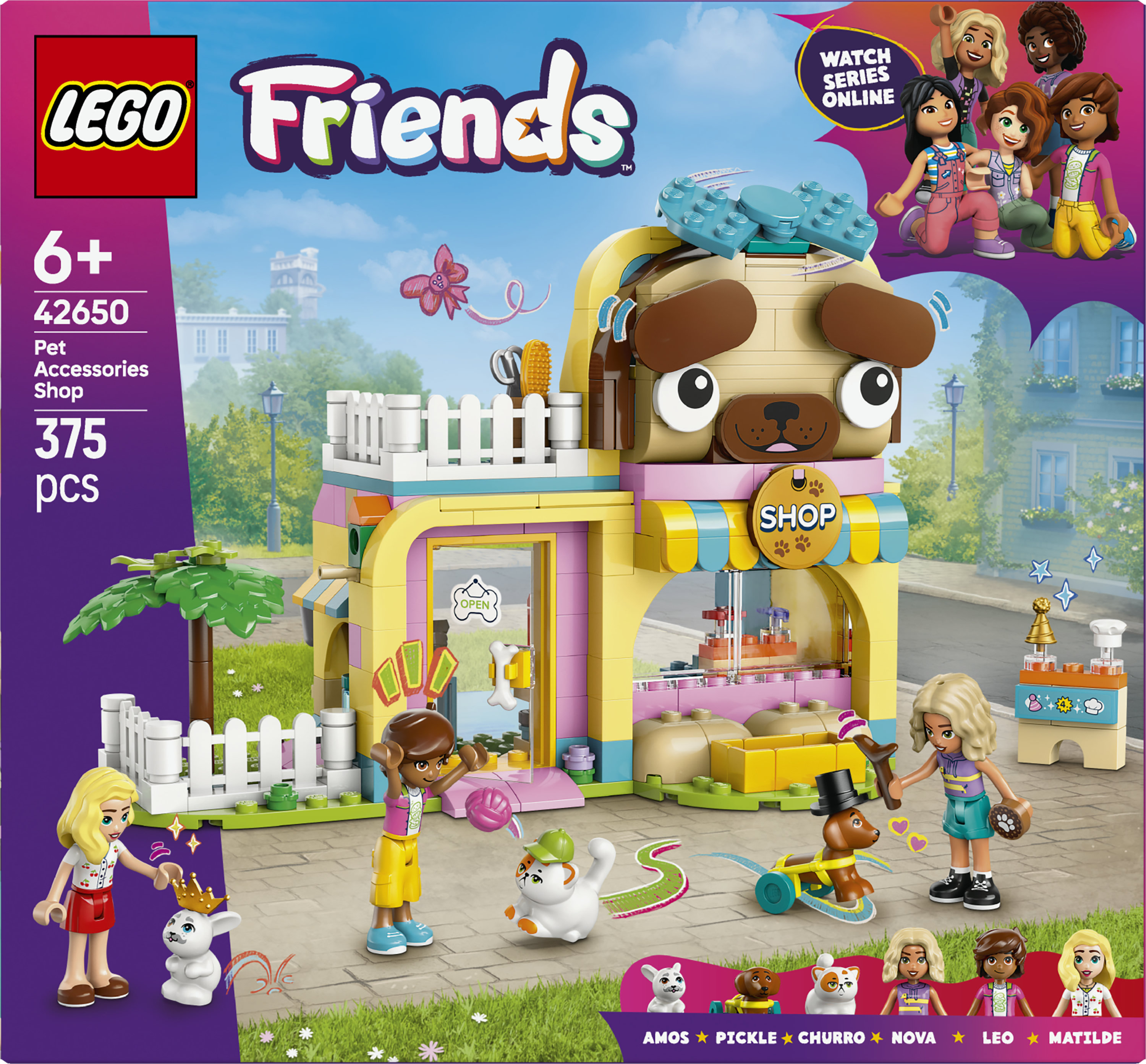 LEGO Friends 42650 Pet Shop, Giochi per Abilit&agrave; Sociali e Cura Animali per Bambine e Bambini 6+ con Coniglio, Cane e Gatto