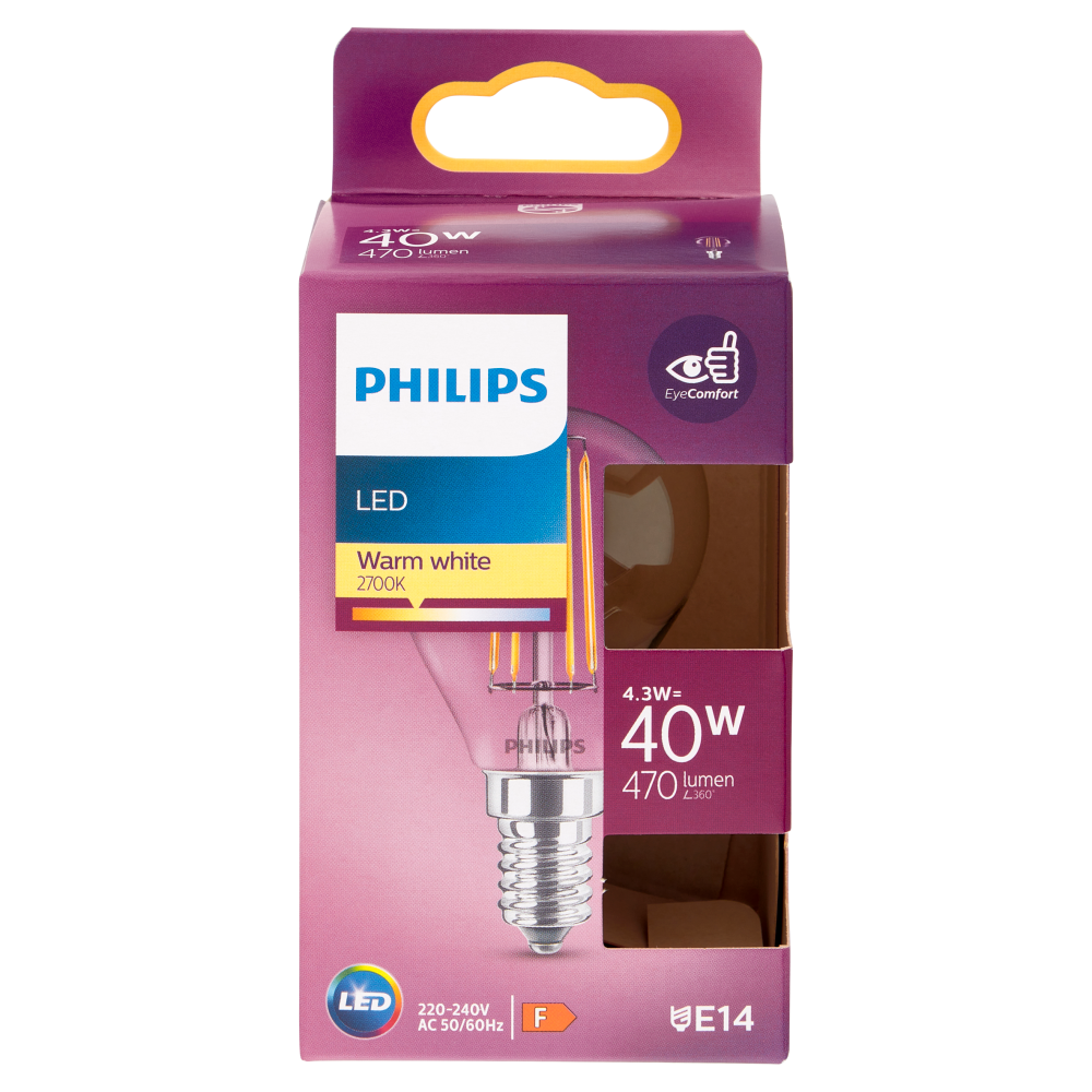 Philips Led sfera filamento 40W E14 2700K