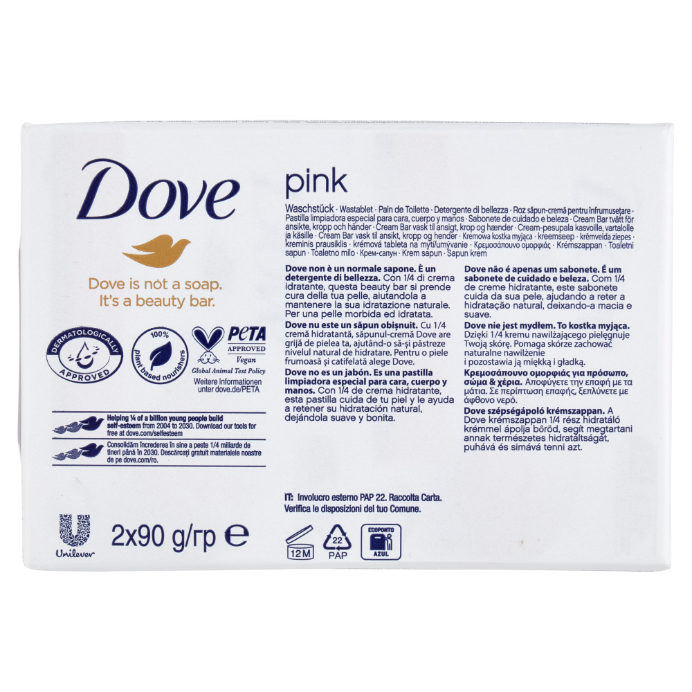 Dove pink for soft, smooth skin Bars 2 x 90 g