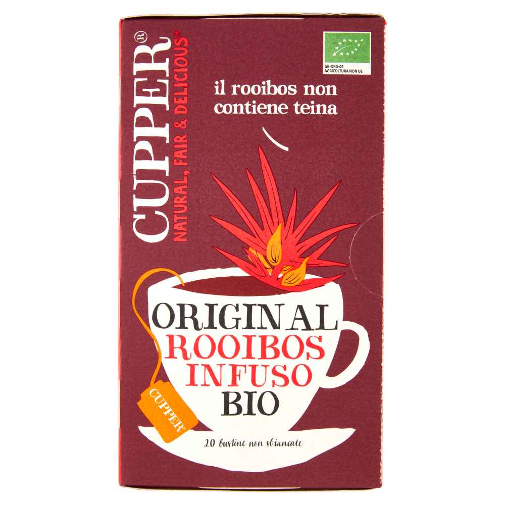CUPPER Infuso Biologico Rooibos, Antiossidante, Senza Teina, Senza Caffeina, 20 Bustine 40 g