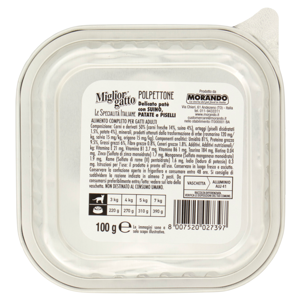 Migliorgatto Le Specialità Italiane Polpettone con Suino, Patate e Piselli 100 G