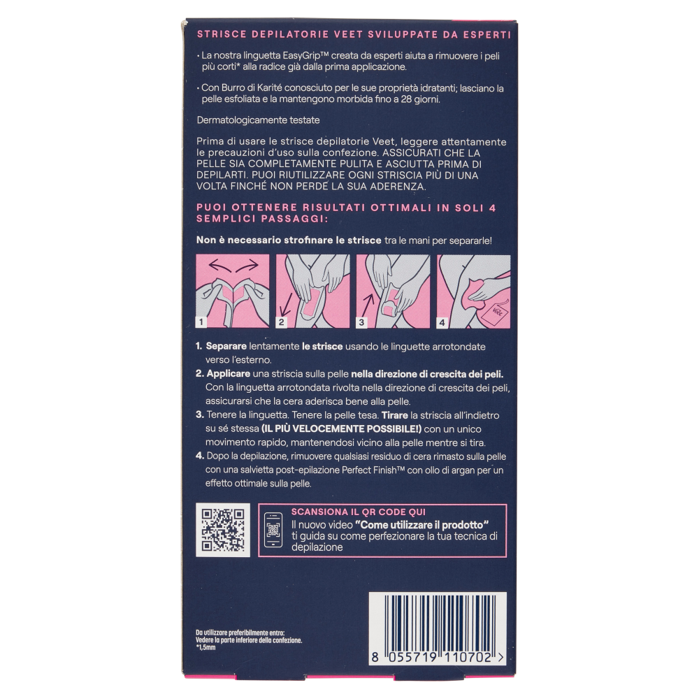 Veet Expert Strisce Corpo e Gambe Pelli Normali, 20 strisce