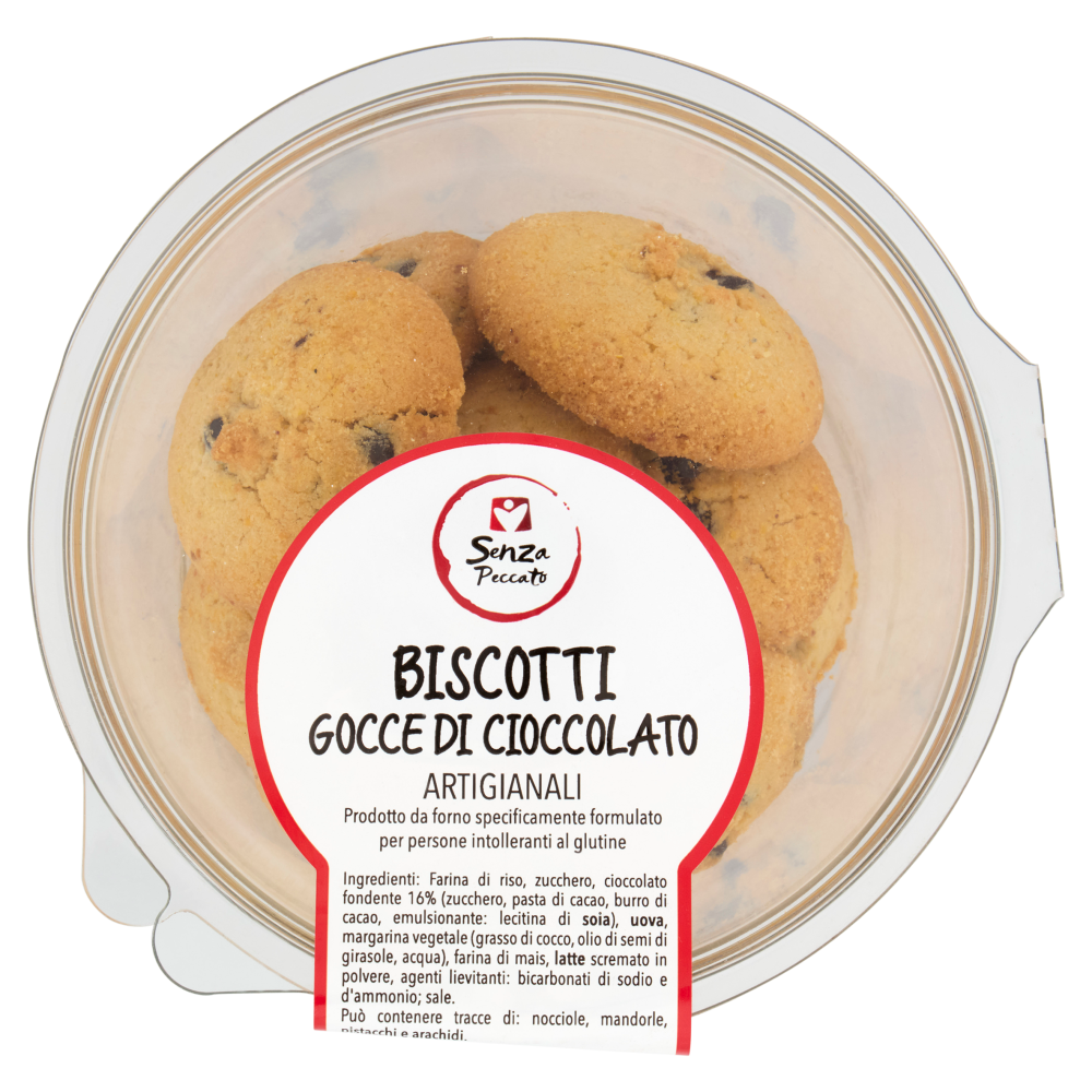 Senza Peccato Biscotti Gocce di Cioccolato Artigianali 250 g
