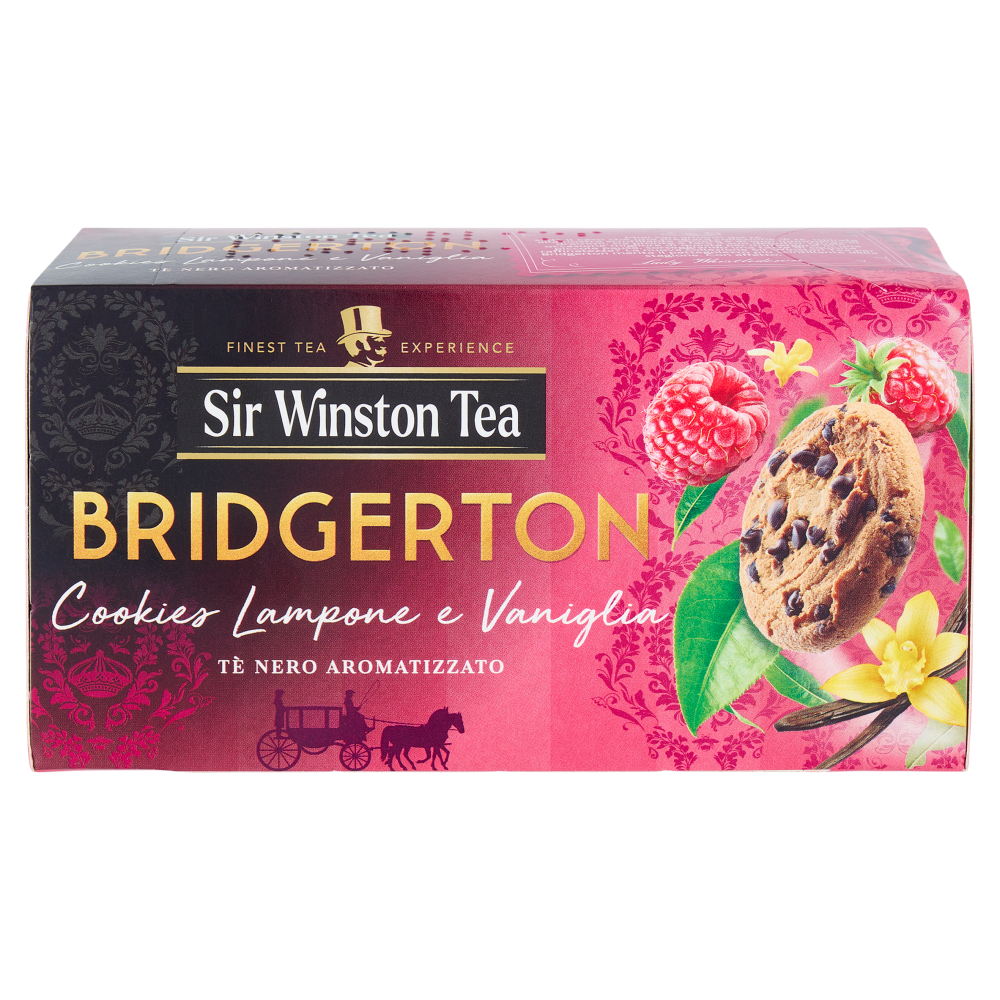 Sir Winston Tea Bridgerton Cookies Lampone e Vaniglia T&egrave; Nero Aromatizzato 20 x 1,75 g