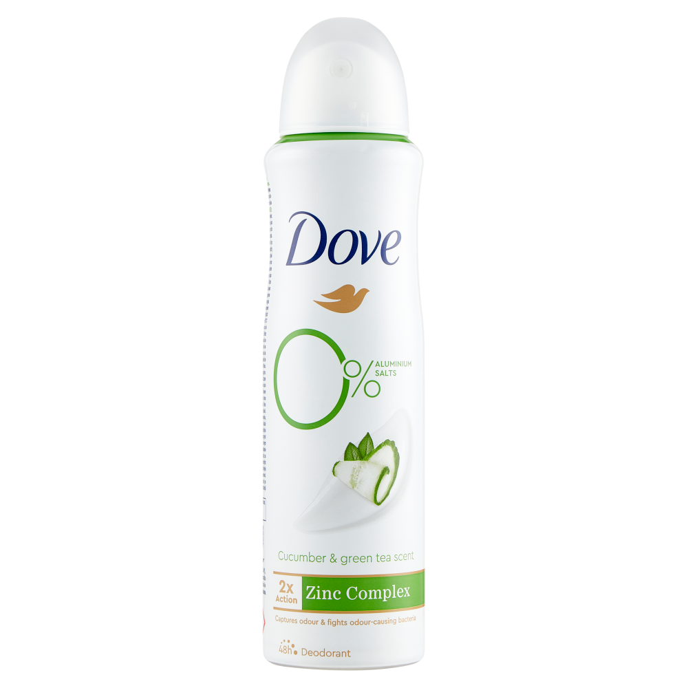 Dove 0% Aluminium Salts Cucumber & green tea scent Deodorant 150 ml