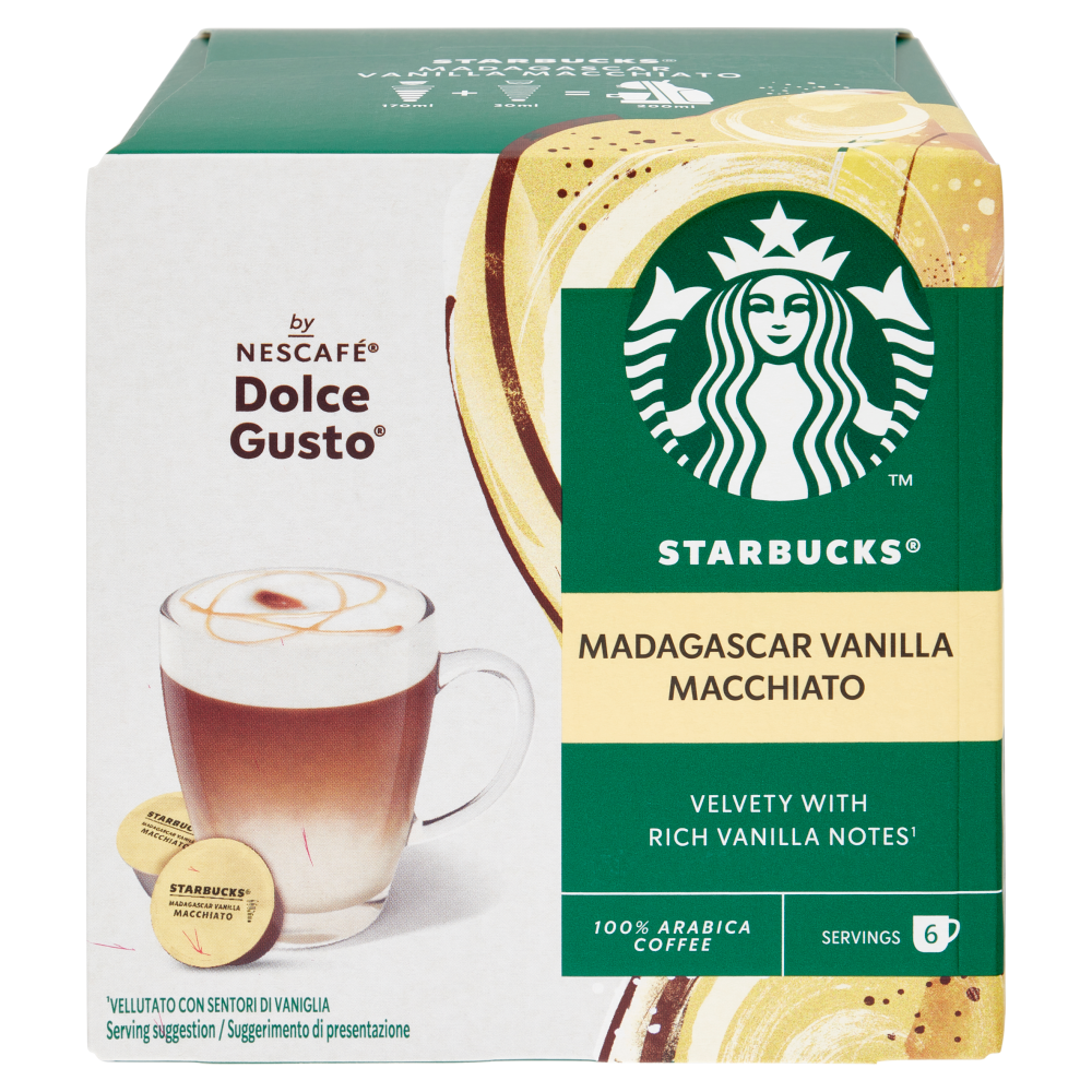 STARBUCKS Madagascar Vanilla Macchiato by Nescafé Dolce Gusto Latte Vaniglia e Caffè 12 Capsule 132g