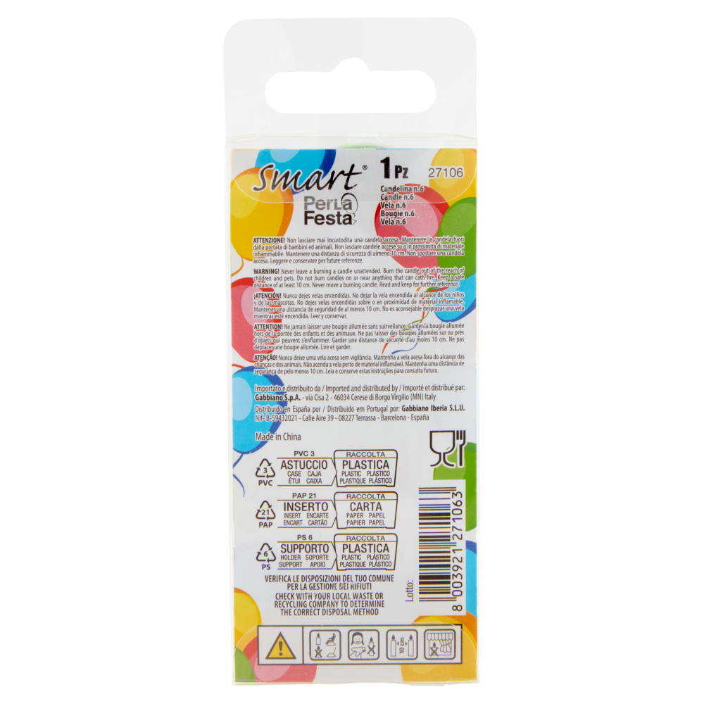 Smart PerLa Festa Candelina Numerale 6 1 pz