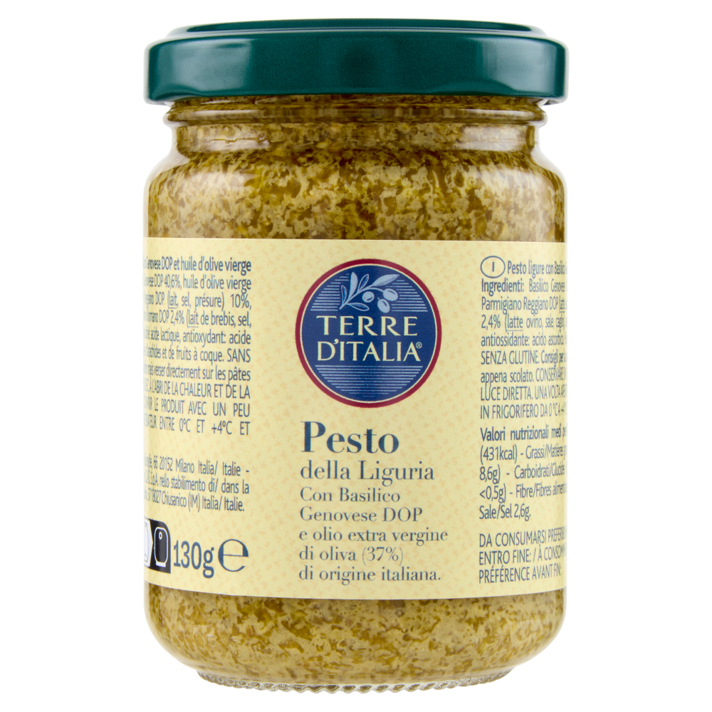Terre d'Italia Pesto della Liguria con Basilico Genovese DOP e olio extra vergine di oliva 130 g