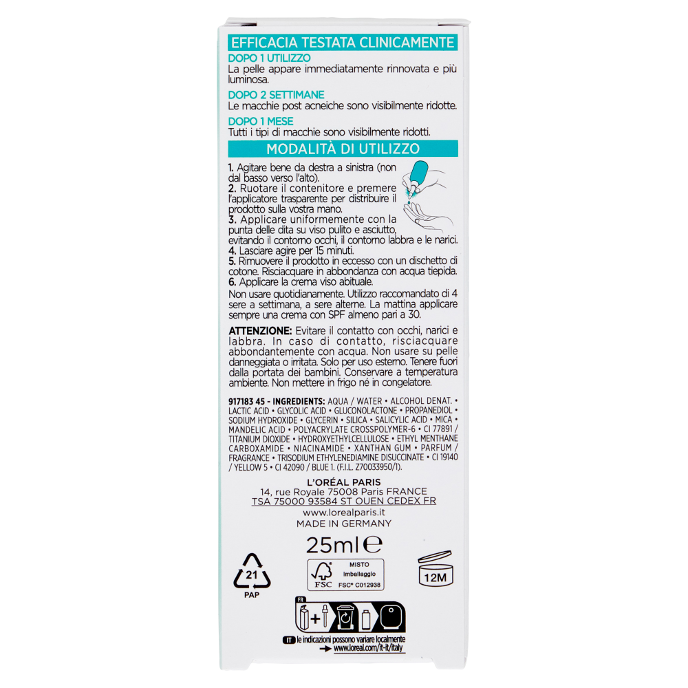 L'Oréal Paris Bright Reveal Peeling Esfoliante Anti-Macchie 25 ml