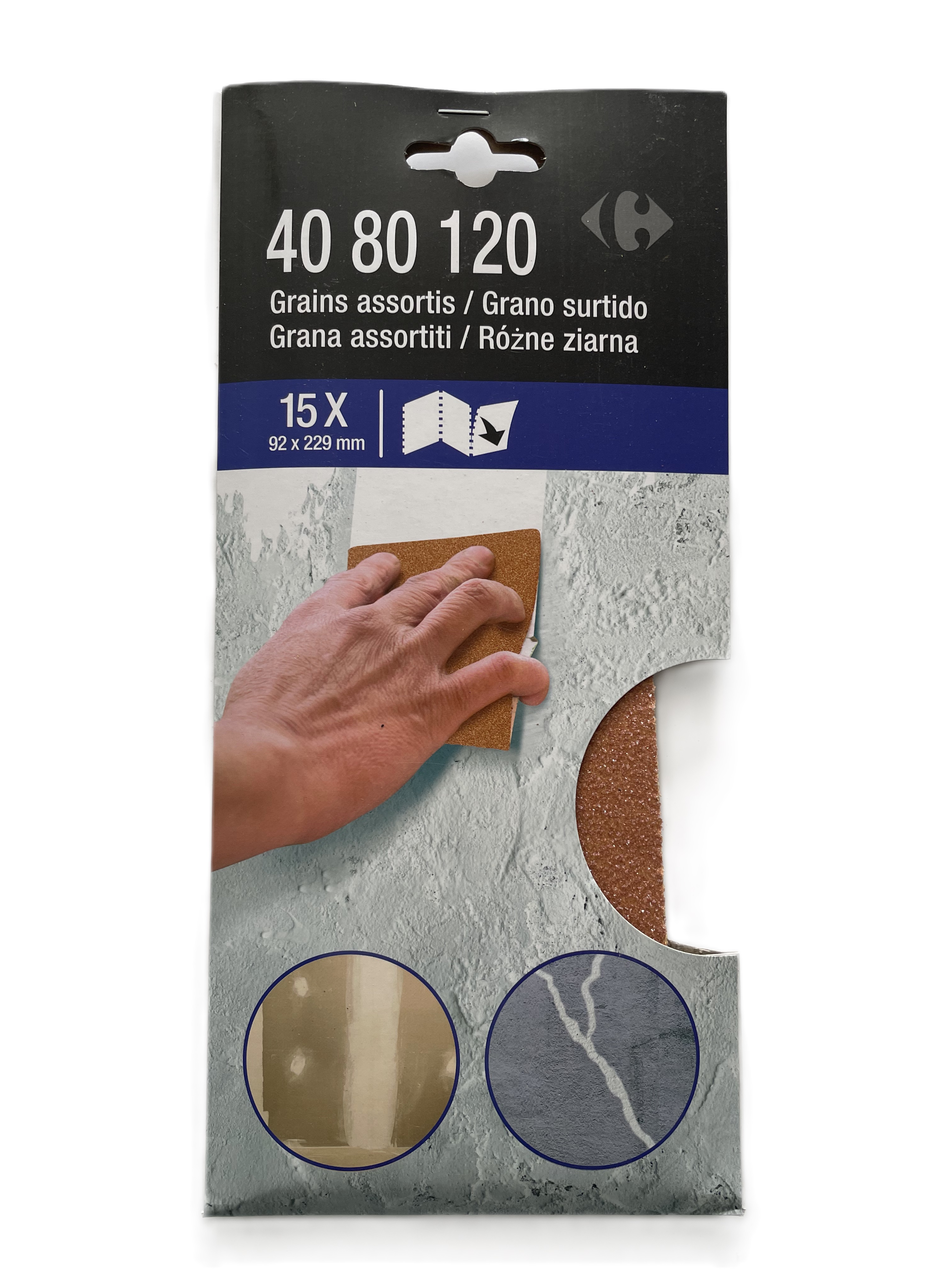 5 fogli abrasivi 92x230mm mix