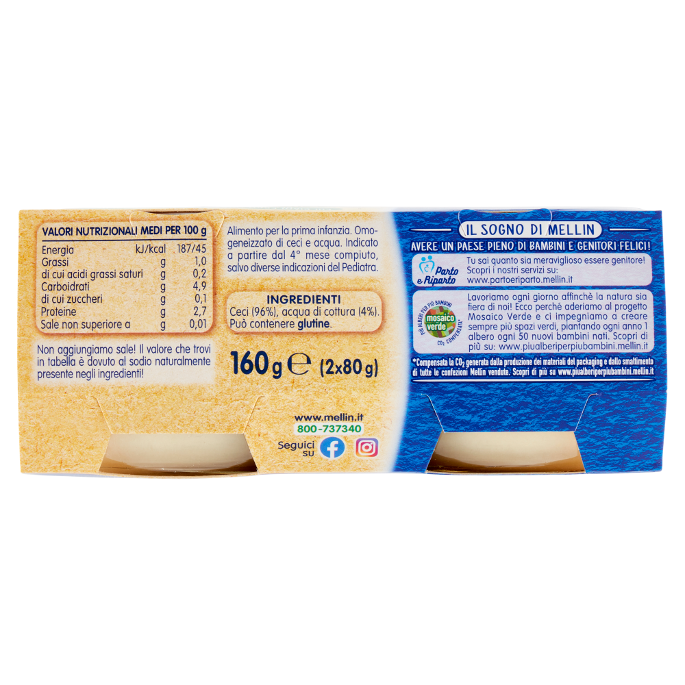 Mellin Ceci 100% Naturale Omogeneizzato 2 x 80 g