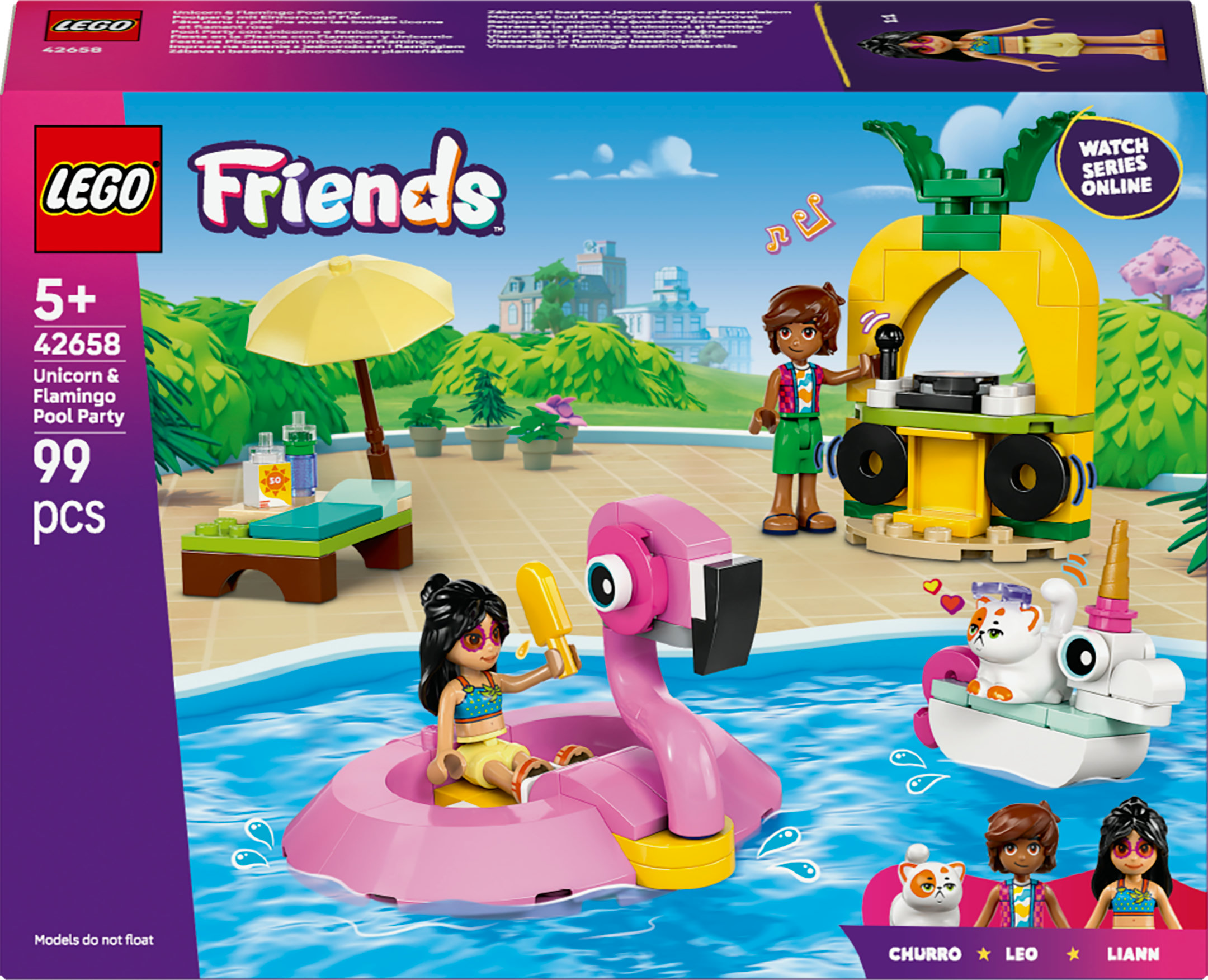 LEGO Friends Pool Party con unicorno e fenicottero