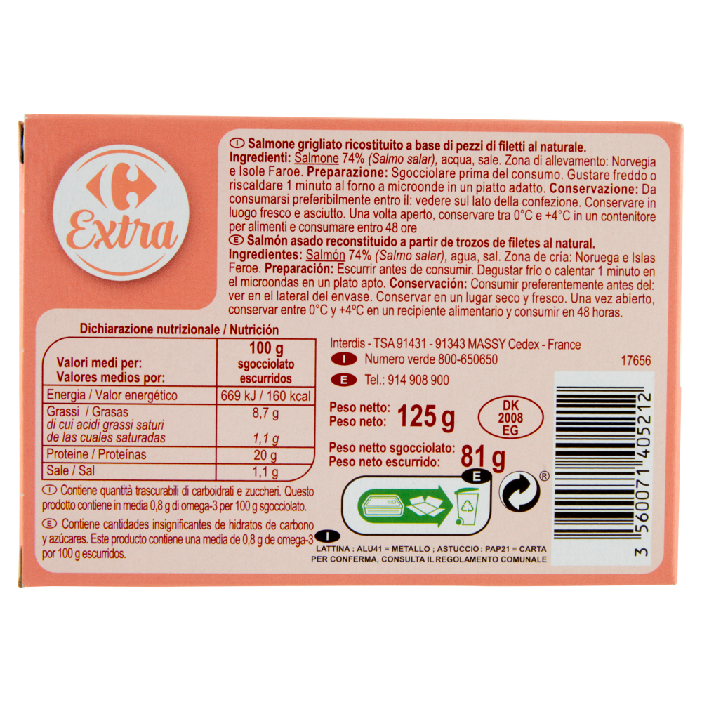Carrefour Extra Salmone al naturale Grigliato 125 g