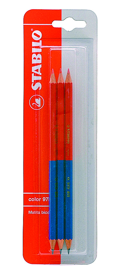 STABILO Matita bicolore rosso/blu, confezione da 3 pezzi