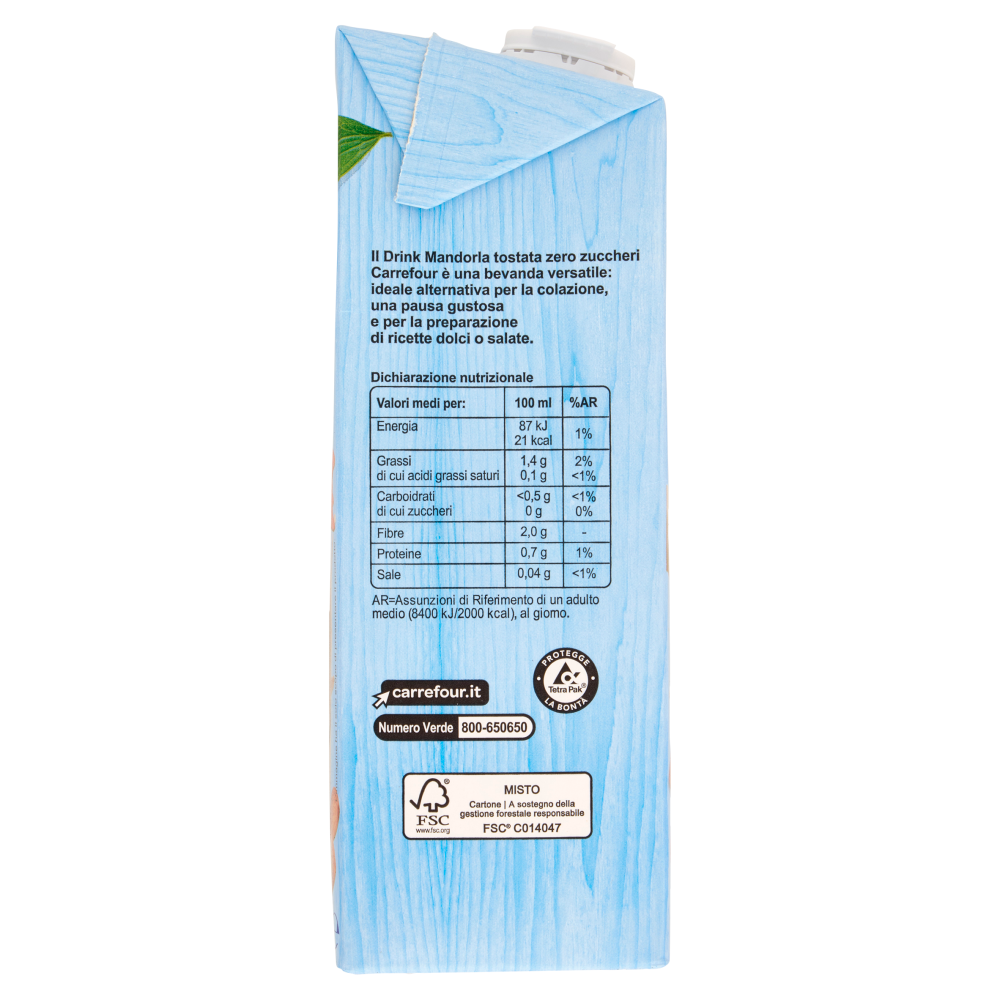 Carrefour Sensation Zero Zuccheri Mandorla Tostata 1 L