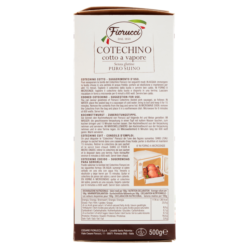 Fiorucci Cotechino cotto a vapore 500 g