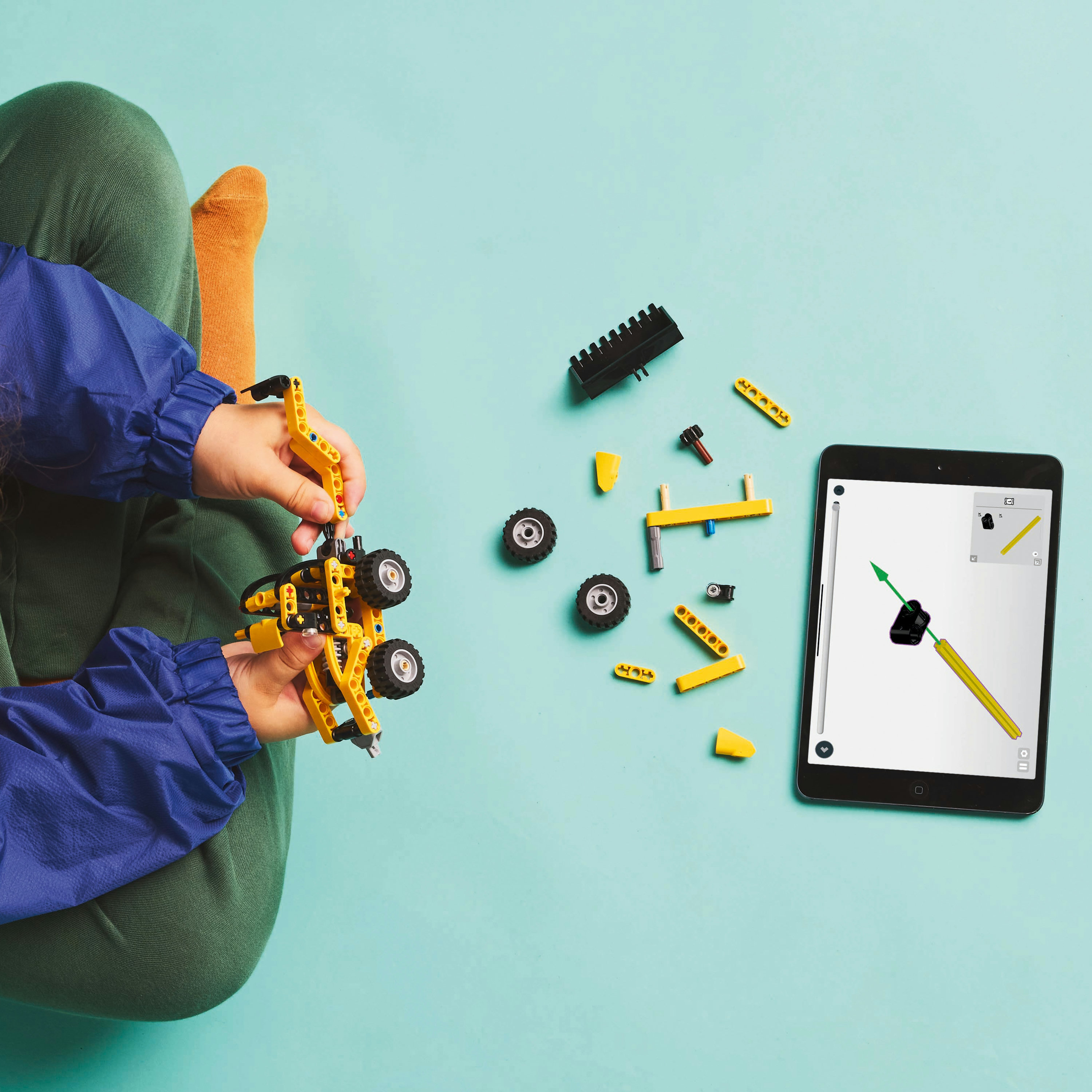 LEGO Technic Scavatrice a Cucchiaia Rovescia, Giochi per Bambini 7+, Veicolo con Escavatore Posteriore, Pala e Stabilizzatori