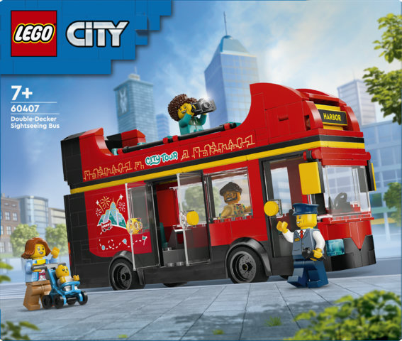 LEGO City 60407 Autobus Turistico Rosso a Due Piani, Giochi per Bambini 7+ con Veicolo Giocattolo e 5 Minifigure, Idea Regalo