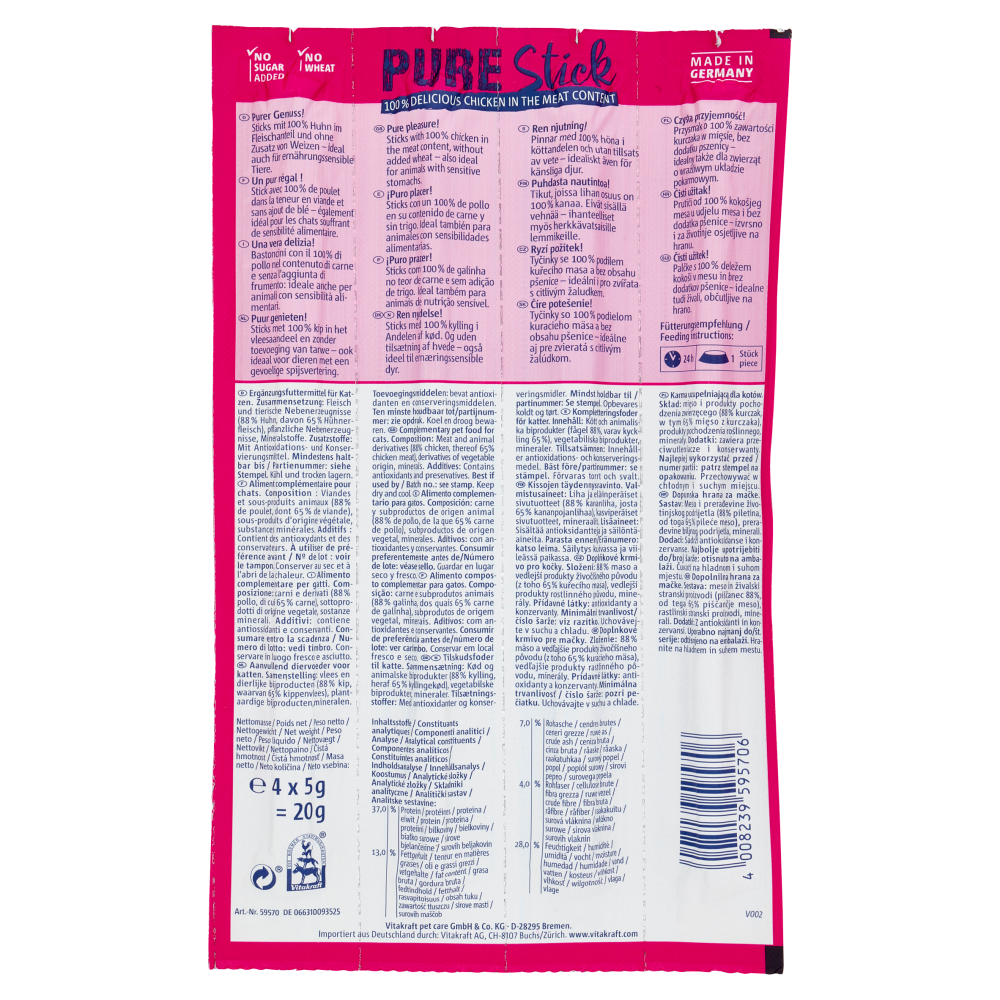 Vitakraft Pure Stick Chicken 100% 4 x 5 g