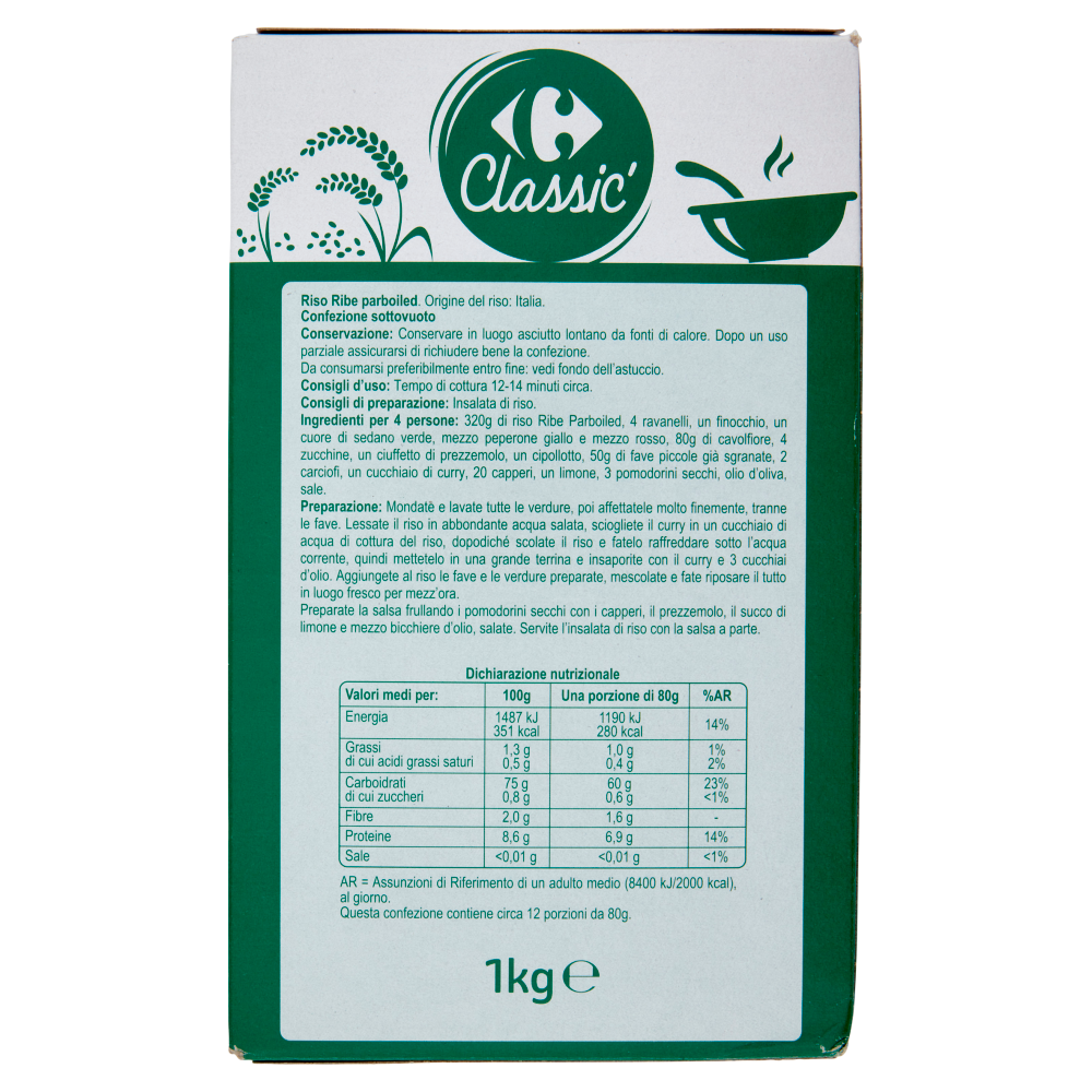 Carrefour Classic Riso Ribe Parboiled 1 Kg