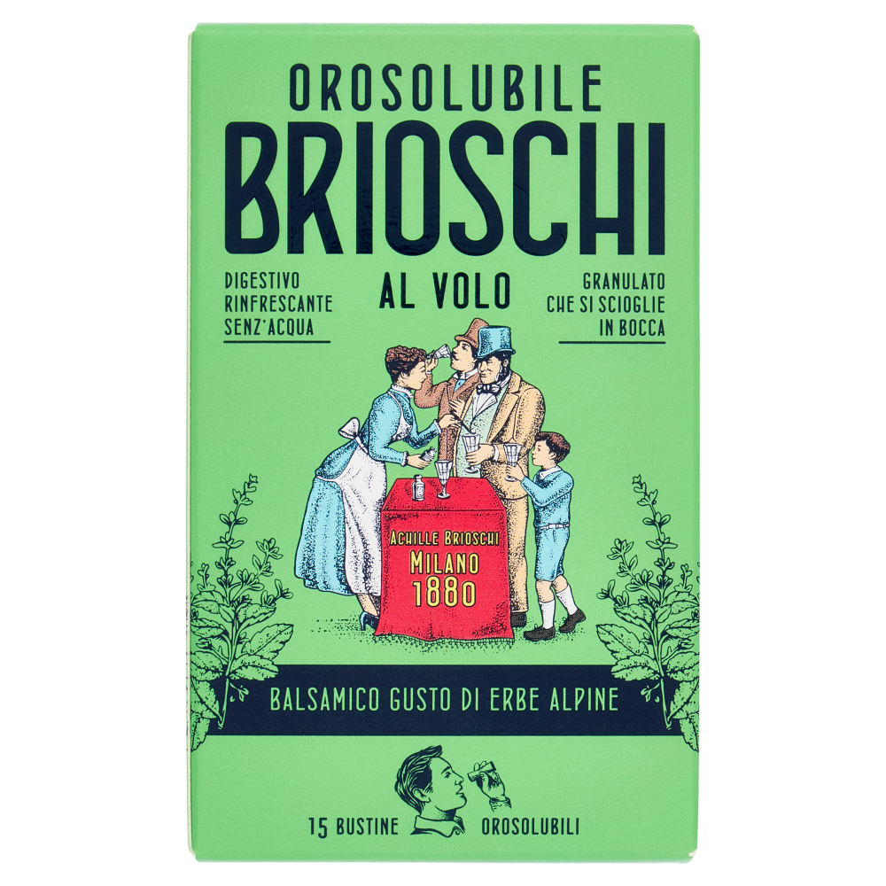 Brioschi Orosolubile al Volo Balsamico Gusto di Erbe Alpine 15 x 1 g