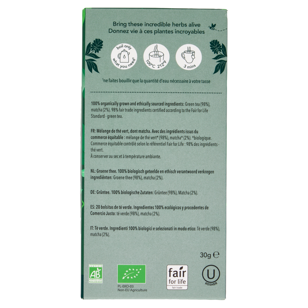 pukka supreme matcha green Organic 20 Bustine di Tè Verde 30 g