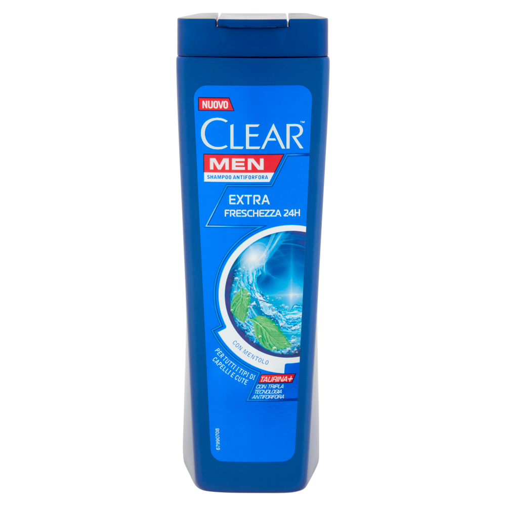 Clear Men Shampoo Antiforfora Extra Freschezza 24H per Tutti i Tipi di Capelli e Cute 225 ml