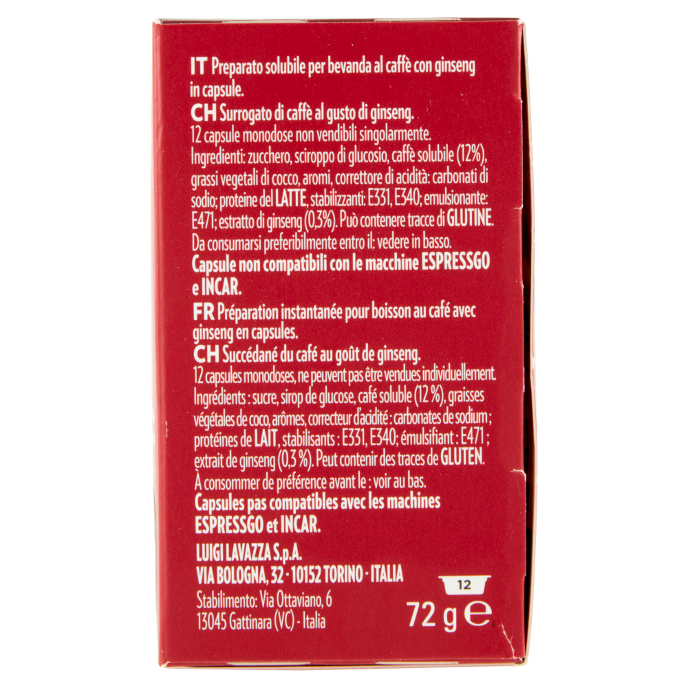 Lavazza A Modo Mio Caffè Ginseng 12 Capsule 72 g