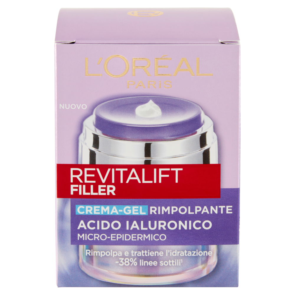 L'Oréal Paris Revitalift Filler Acido Ialuronico Micro-Epidermico Crema-Gel Rimpolpante, 50 ml