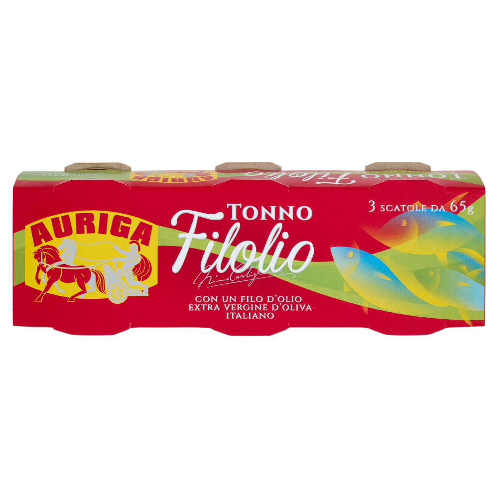 Auriga Tonno Filolio con un Filo d'Olio Extra Vergine di Oliva Italiano 3 x 65 g