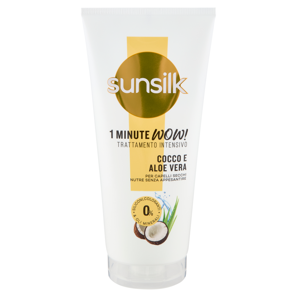sunsilk 1 Minute Wow! Trattamento Intensivo Cocco e Aloe Vera per Capelli Secchi 180 mL