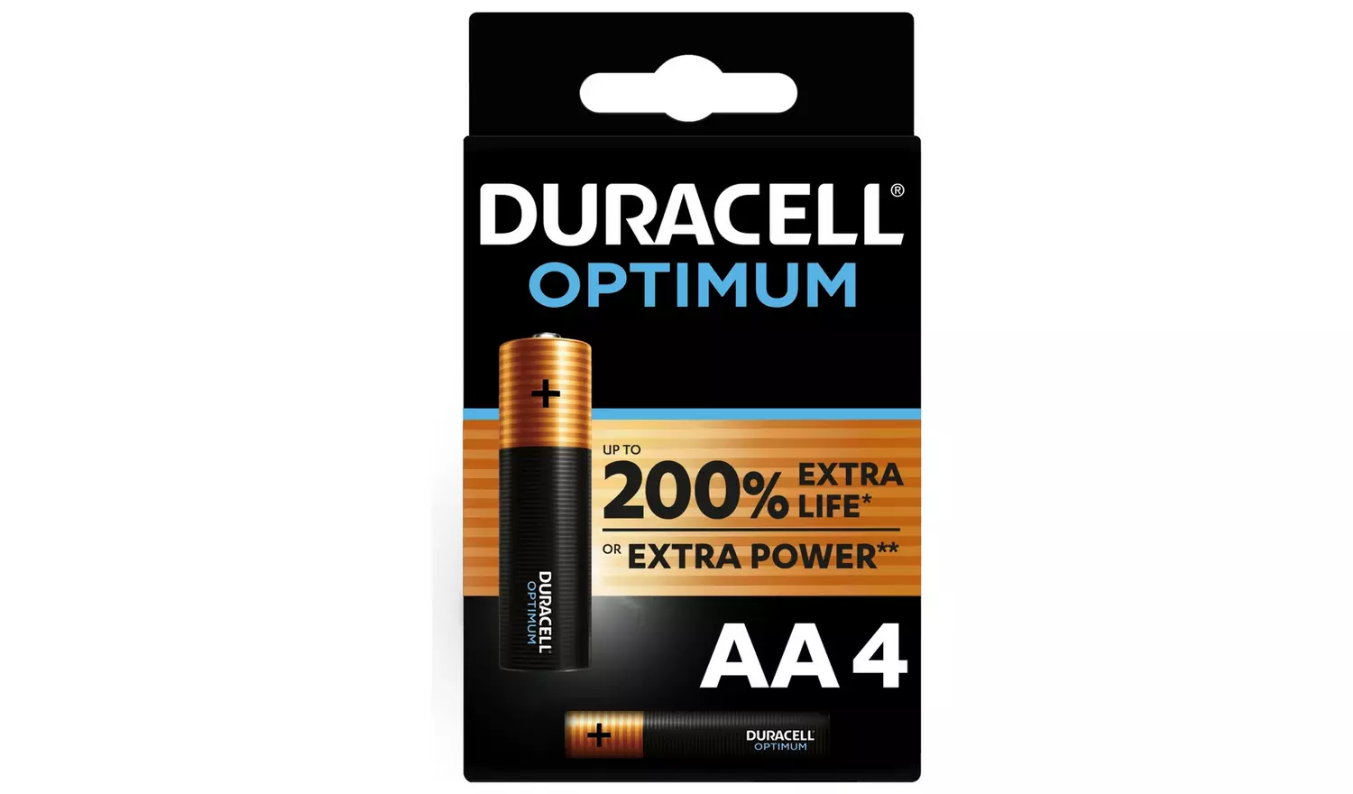 Duracell Optimum AA Batterie Stilo Alcaline 1.5 V LR06 MX1500 confezione da 4 Pile Duracell