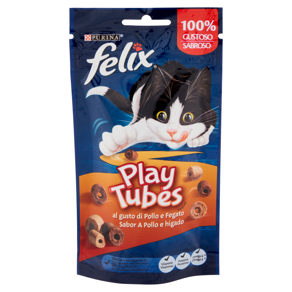PURINA FELIX Playtubes Snack Gatto al Gusto di Pollo e Fegato busta 50g