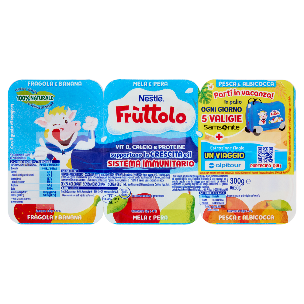 NESTLÉ FRUTTOLO Fragola e Banana - Mela e Pera - Pesca e Albicocca 6x50g