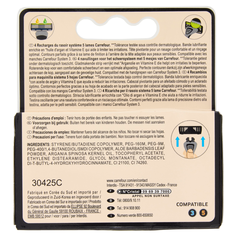 Carrefour Men Perfect 5 Ricariche 4 pz