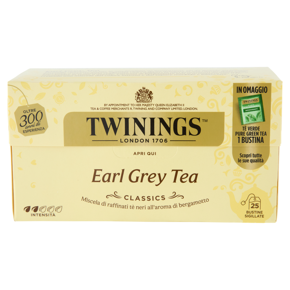 Twinings Earl Grey Tè Nero al sapore di Bergamotto 25 filtri + 1 omaggio The 52 g