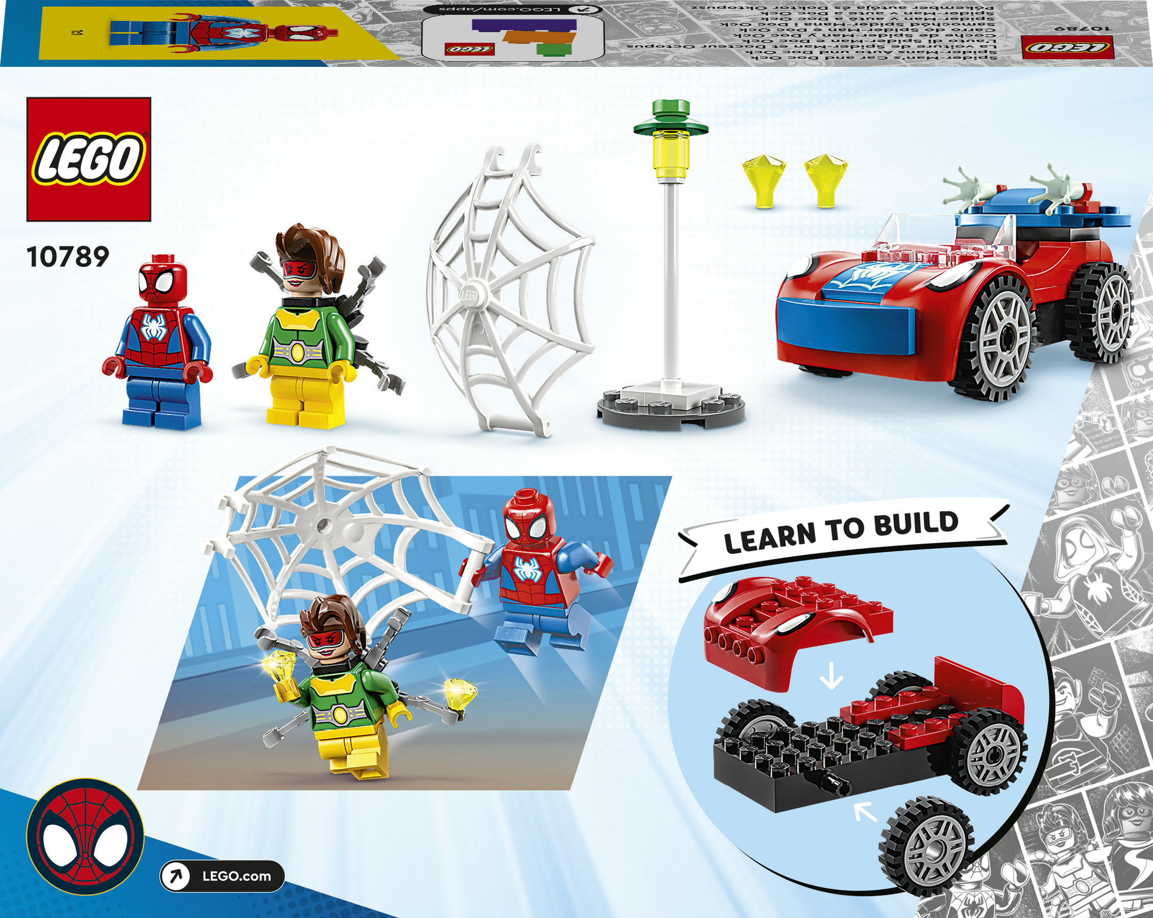 LEGO Marvel Super Heroes Marvel 10789 L&rsquo;Auto di Spider-Man e Doc Ock, Macchina Giocattolo di Spidey e i Suoi Fantastici Amici, Giochi per Bambini 4+