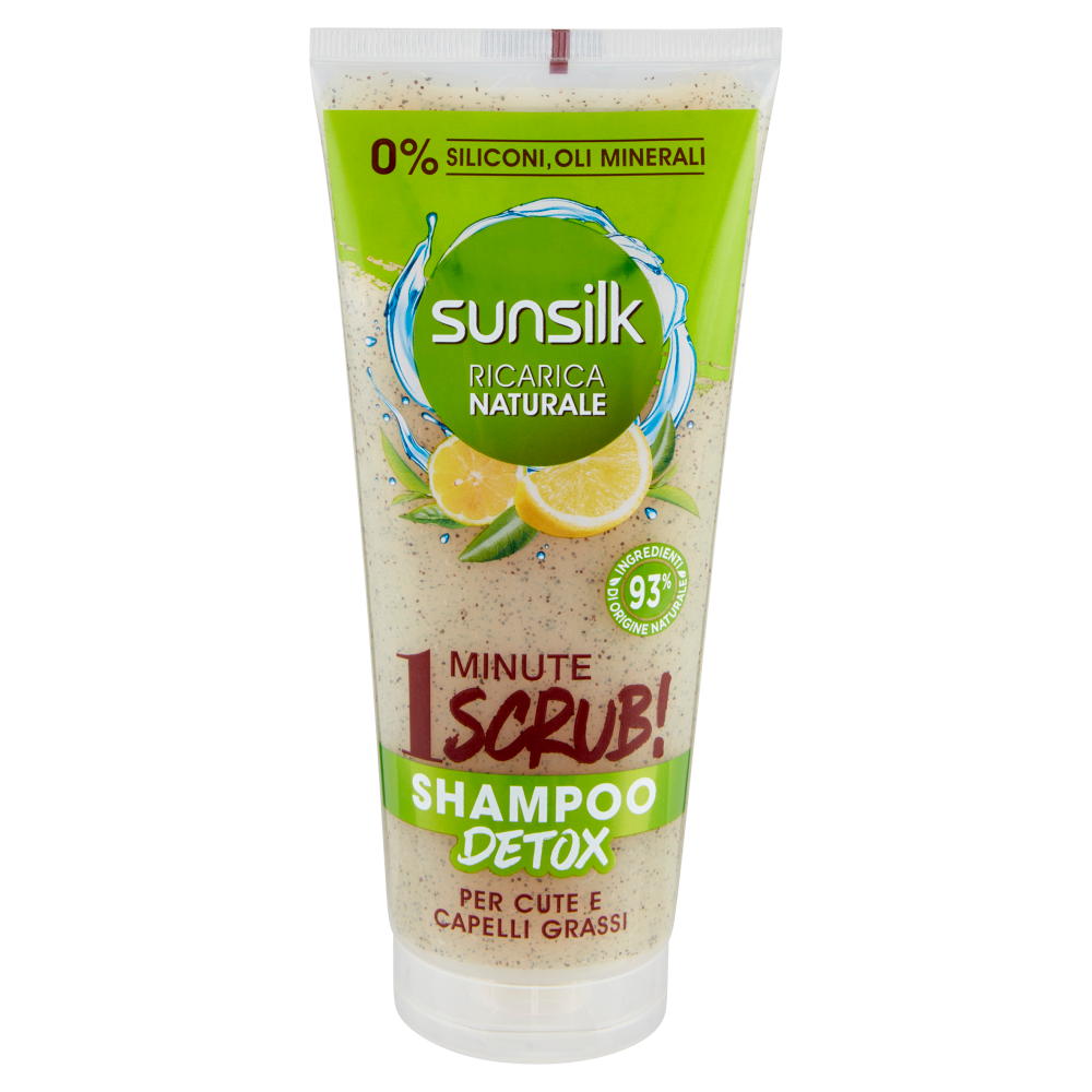 sunsilk Ricarica Naturale 1 Minute Scrub! Shampoo Detox per Cute e Capelli Grassi 200 ml