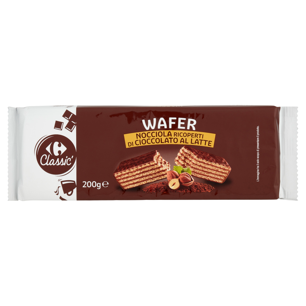 Carrefour Classic Wafer Nocciola Ricoperti di Cioccolato al Latte 200 g