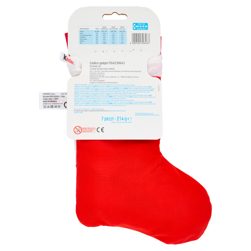 Kinder Happy Calza Mega Marvel Avengers 7 pezzi 214 g