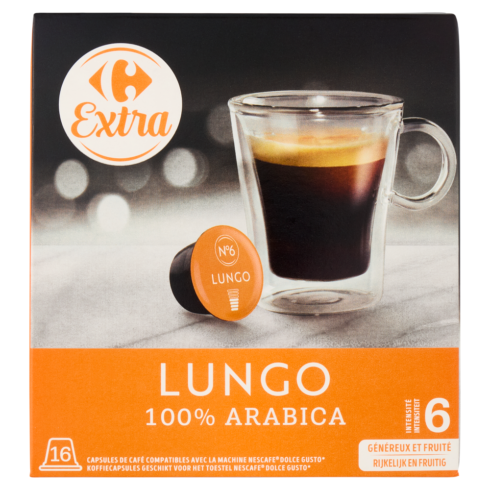 Carrefour Extra Lungo 100% Arabica Capsule 16 x 6,2 g