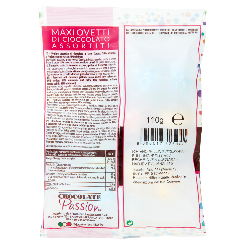 Chocolate Passion Maxi Ovetti di Cioccolato Assortiti 110 g
