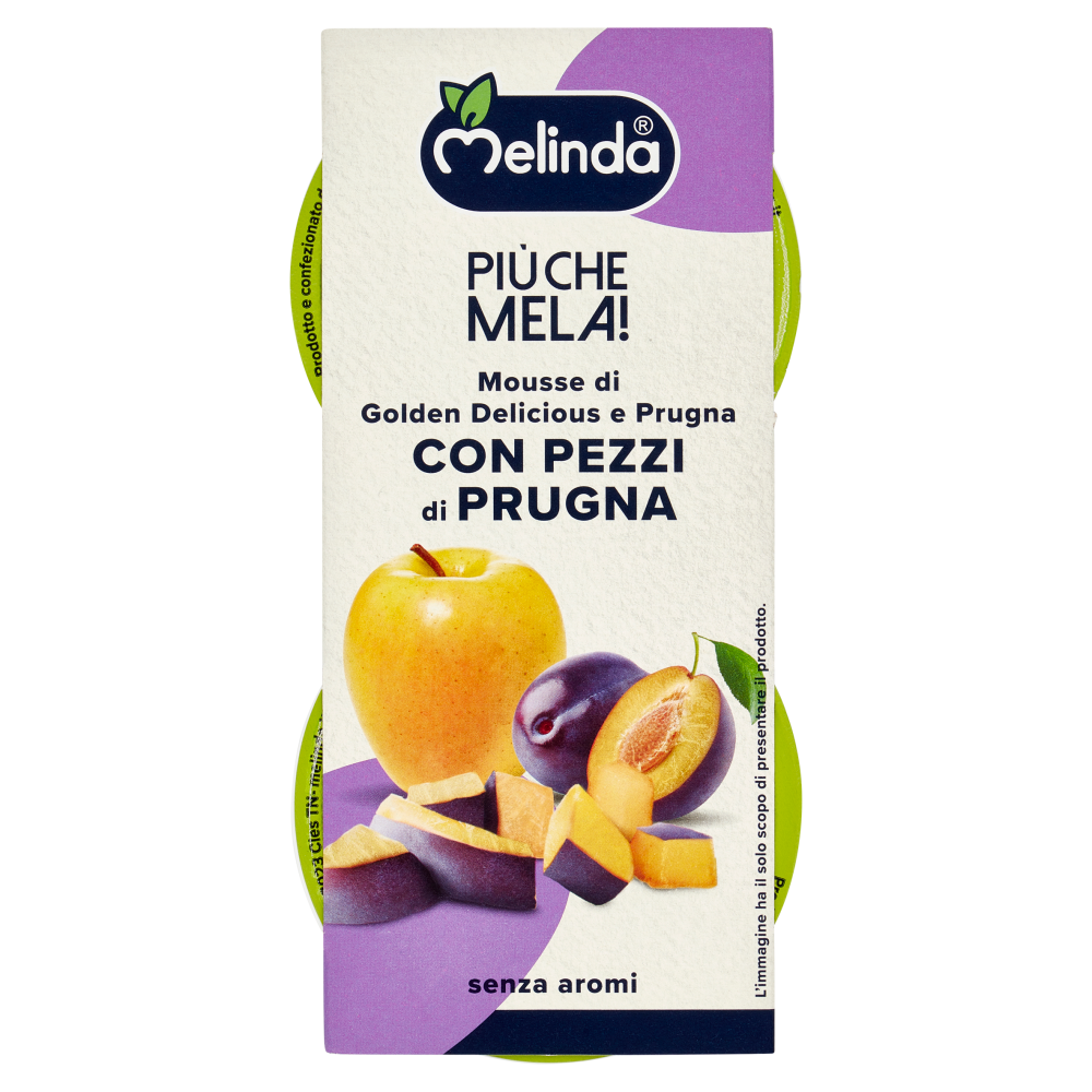 Melinda Pi&ugrave; che Mela! Mousse di Golden Delicious e Prugna con Pezzi di Prugna 2 x 100 g