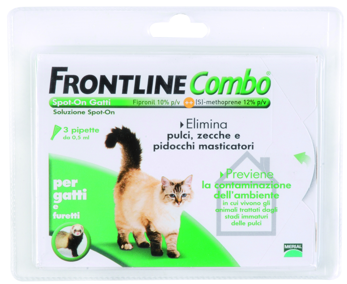 Carrefour Antiparassitario frontline combo spot on gatti 3 pezzi Gocce contro pulci e zecche per animali domestici