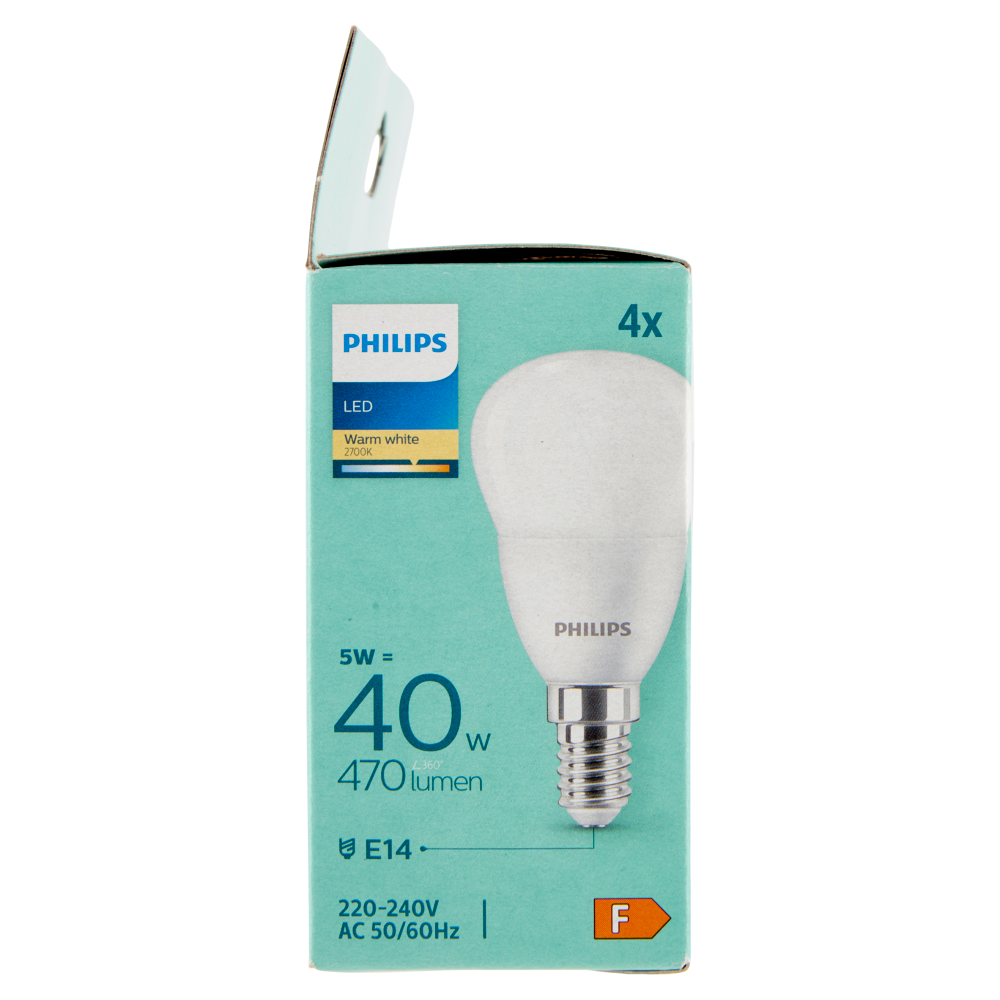 Philips Led sfera vetro 40W E14 2700K 4 pz