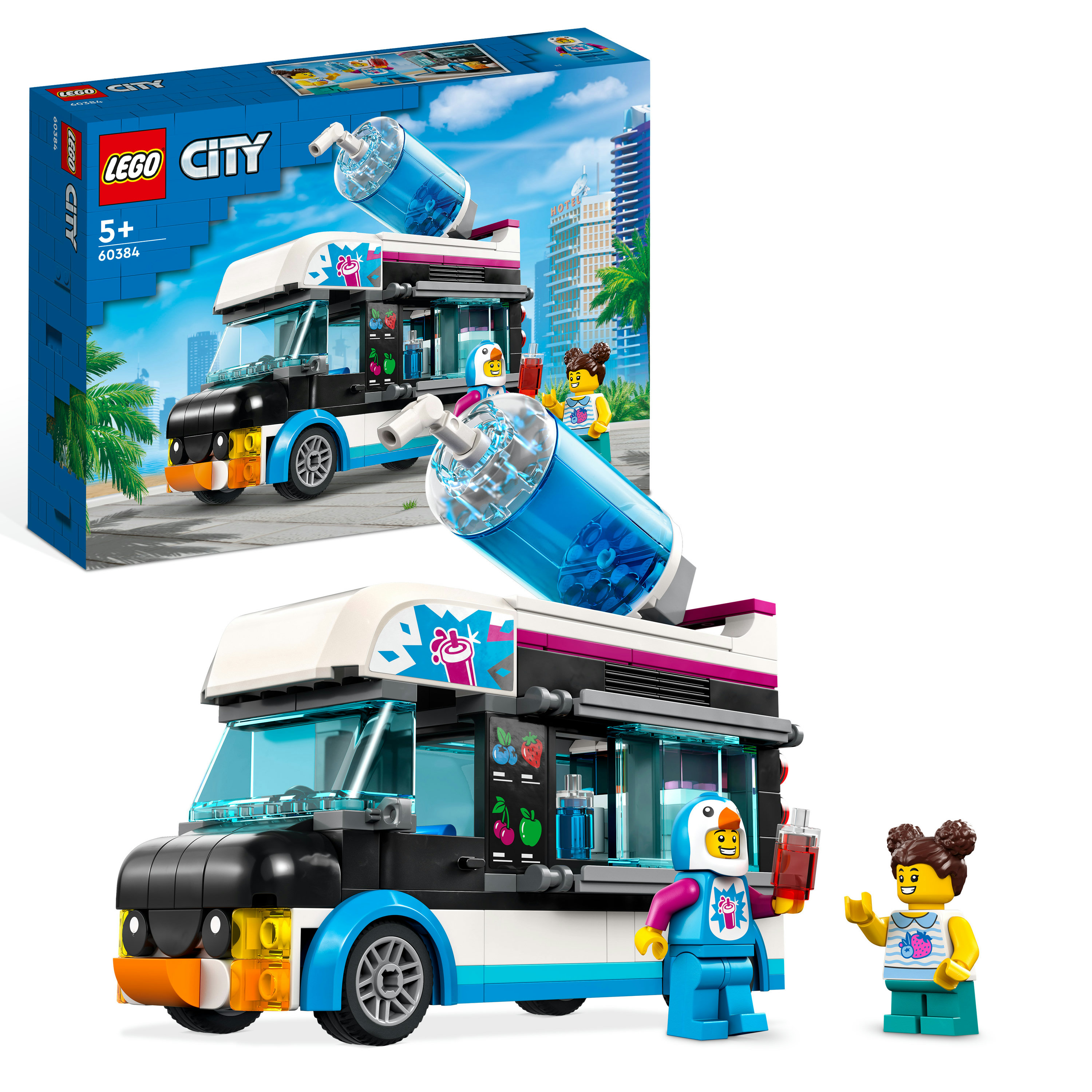 LEGO City 60384 Il Furgoncino delle Granite del Pinguino, Camion Giocattolo con Minifigure, Idea Regalo per Bambini e Bambine