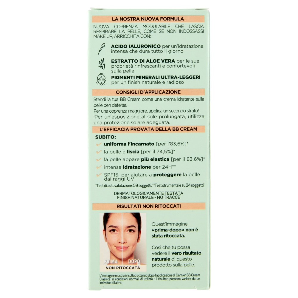 Garnier BB Cream Classic, con Acido Ialuronico, Tonalit&agrave; Medio-Scura