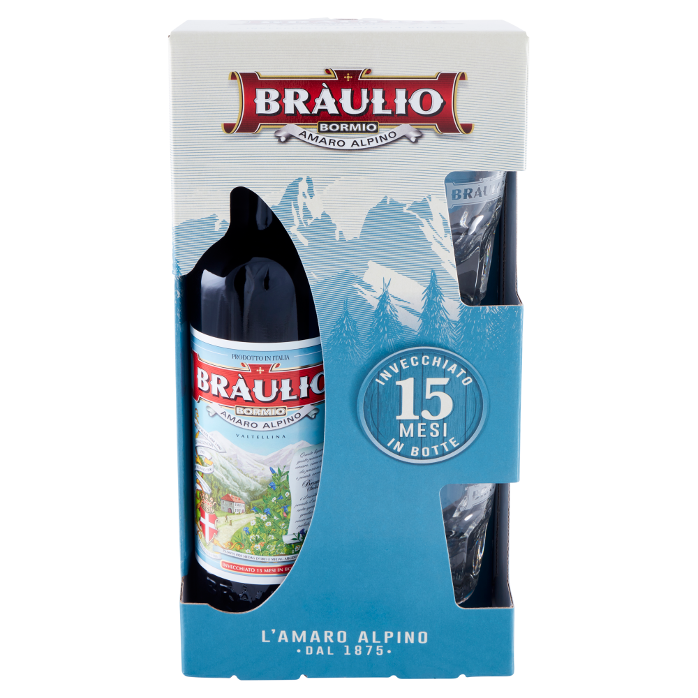 Bràulio l'Amaro Alpino 70 cl + in Regalo Due Esclusivi Bicchieri