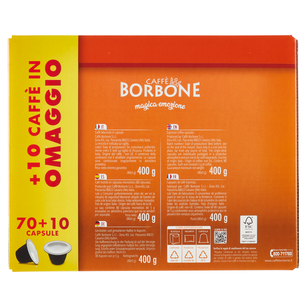 Caff&egrave; Borbone Decisa Capsule Compatibili Nespresso* 80 x 5 g
