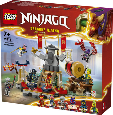 LEGO NINJAGO 71818 Torneo: Arena di Battaglia, Giochi per Bambini 7+ Anni con 6 Minifigure e Tempio con Funzioni da Costruire